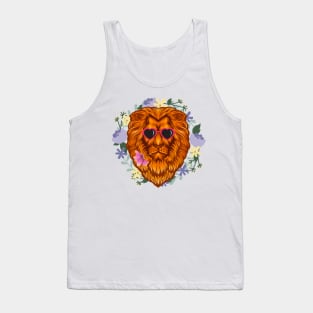 Lions With Sunglasses and a Flower in His Mouth Tank Top